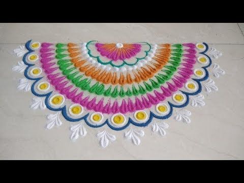 Simple and easy half rangoli designs images