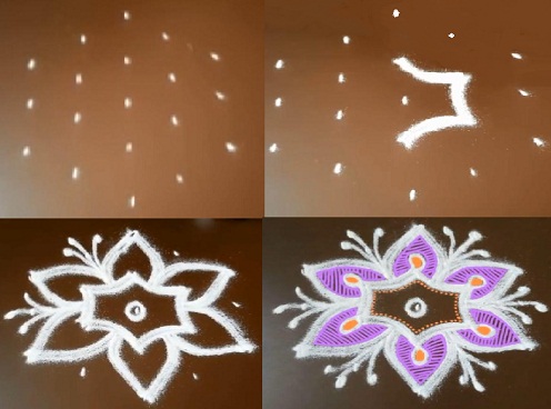 Small Rangoli Designs with Dots for daily use