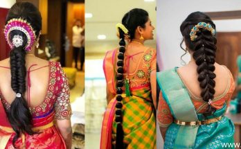 Traditional hairstyle for engagement in saree