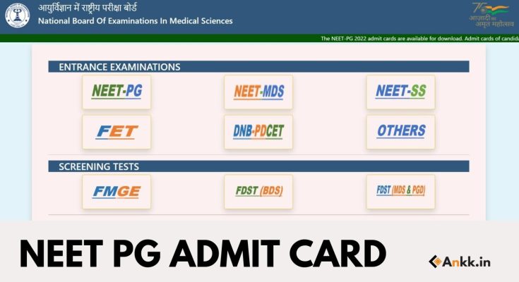 nbe.edu.in NEET PG Admit Card